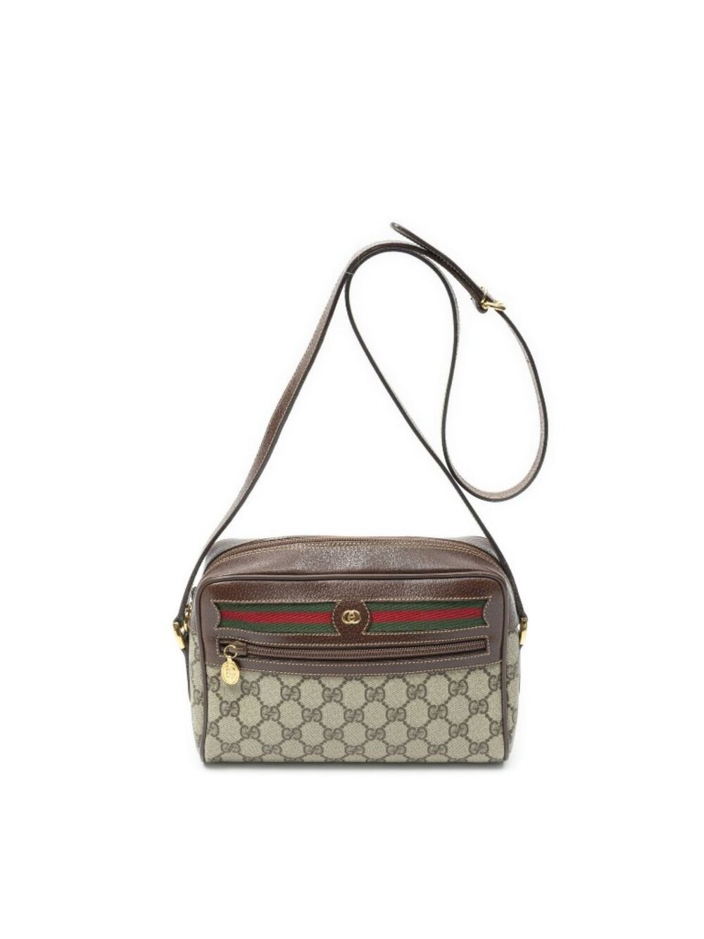 Gucci Vintage Web Camera Cross Brown Beige Supreme Canvas Crossbody